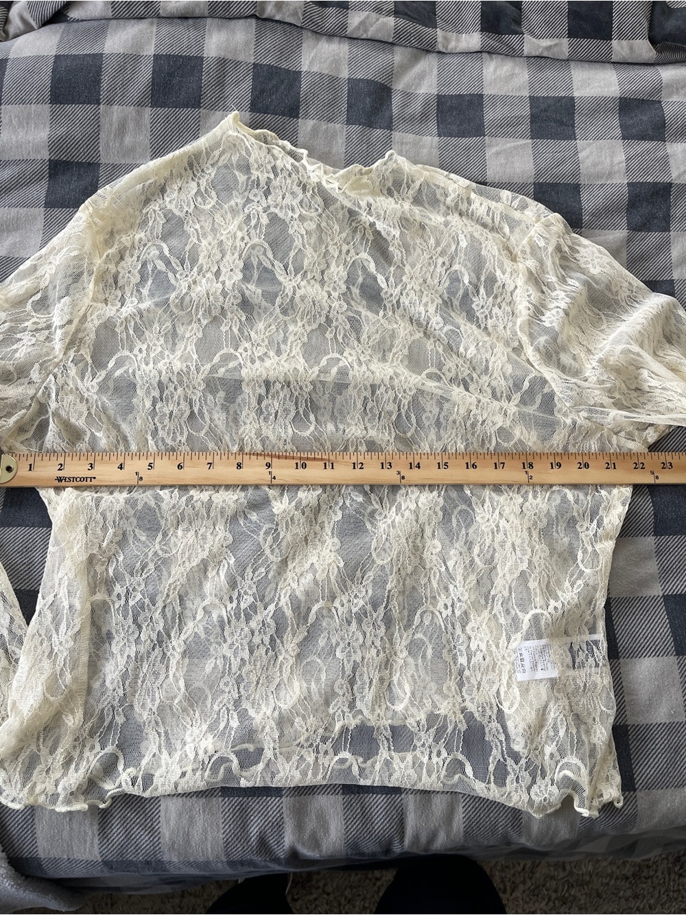 SHEIN Curve Ivory Sheer Lace Mesh Long Sleeve Top 4XL Romantic - Picture 6 of 9